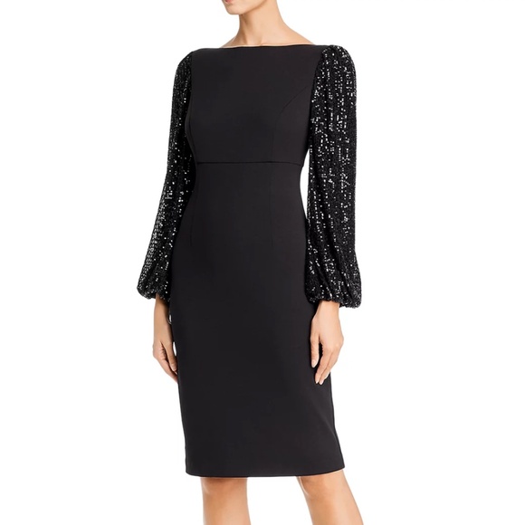 Eliza J - Sequin Balloon-Sleeve Sheath Dress | 14 - Picture 1 of 9
